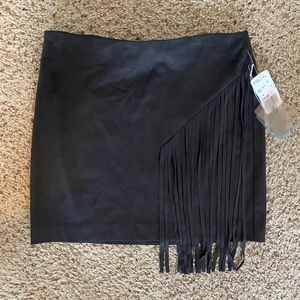 NWT Faux Suede Fringe Skirt